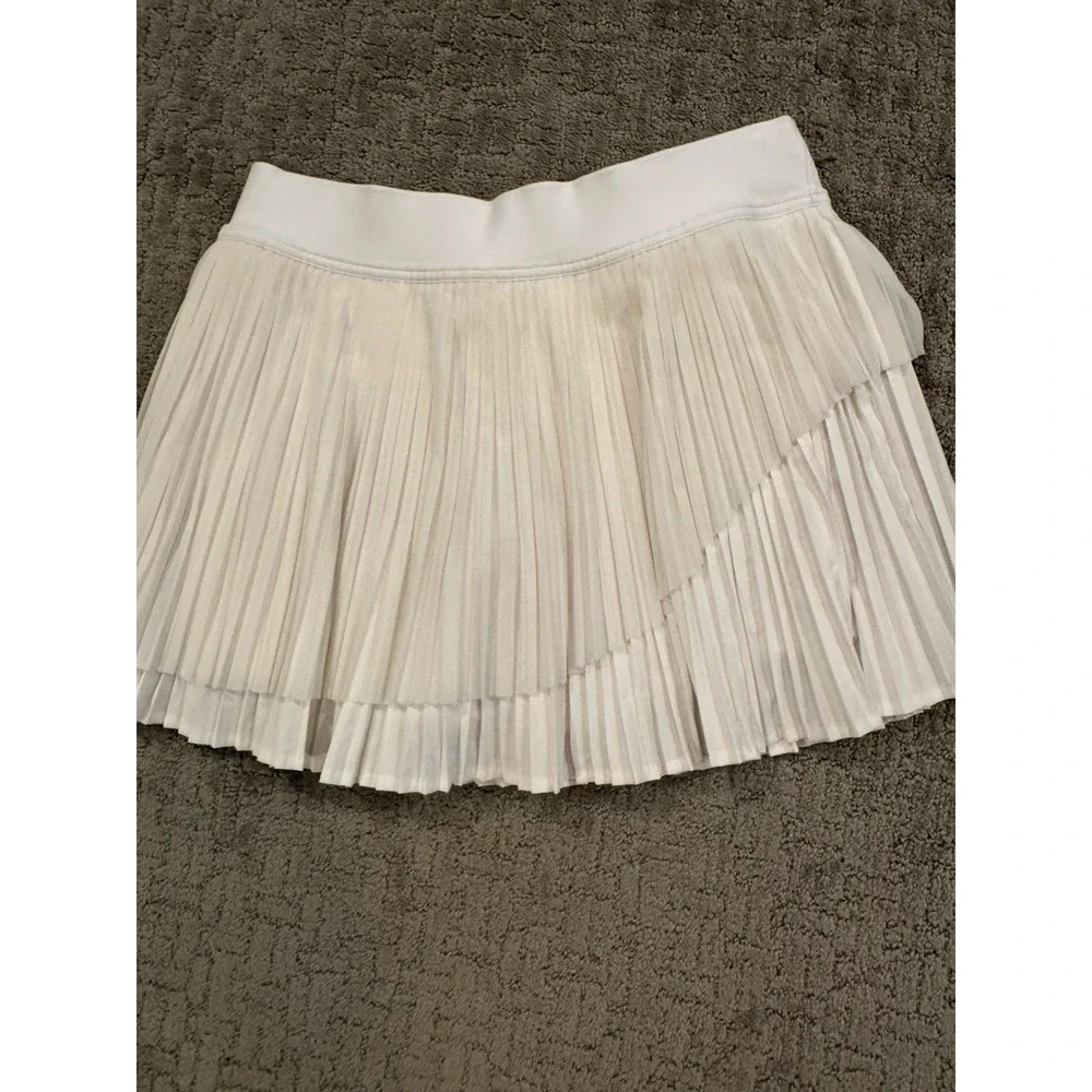 Lululemon Tiered Pleated HR Tennis Skirt White Athletic Skort 10 (G1)